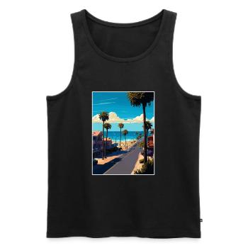 Newport Beach Californie Vintage Voyage Affiche WPA - Débardeur bio Premium Homme - noir - Devant - Michal (187cm)