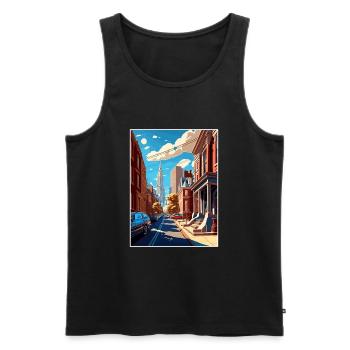 Philadelphie Pennsylvanie Vintage affiche de voyage - Débardeur bio Premium Homme - noir - Devant - Michal (187cm)