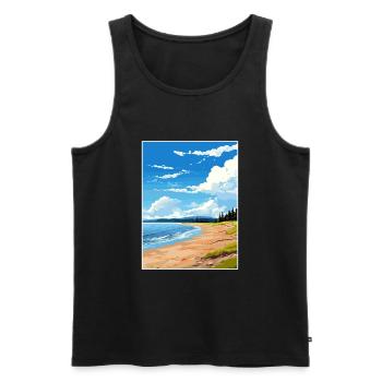 Anchor Point Beach Alaska Affiche de voyage Vintage - Débardeur bio Premium Homme - noir - Devant - Michal (187cm)