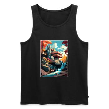 Fallingwater Pennsylvanie Vintage affiche de voyage - Débardeur bio Premium Homme - noir - Devant - Michal (187cm)