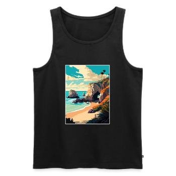 El Matador Californie Cali Vintage affiche de voyage - Débardeur bio Premium Homme - noir - Devant - Michal (187cm)