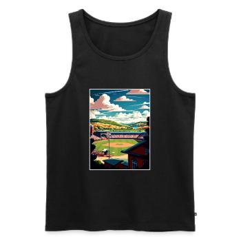 Cooperstown New York State Vintage Travel Poster - Men's Premium Organic Tank Top - black - Front - AI Model Male 178 light (178cm)