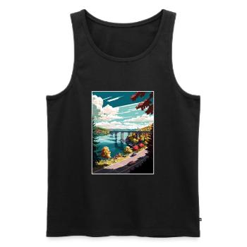 Poughkeepsie New York State Vintage Travel Poster - Men's Premium Organic Tank Top - black - Front - AI Model Male 178 light (178cm)