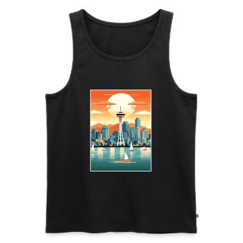 Vancouver Canada décoration Vintage affiche de voyage - Débardeur bio Premium Homme - noir - Devant - Michal (187cm)