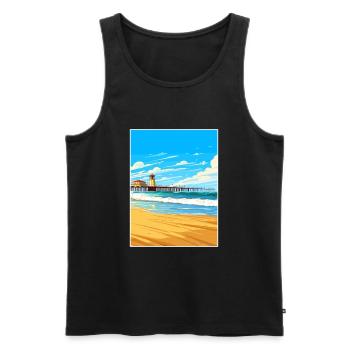 Huntington Beach Californie Vintage affiche de voyage - Débardeur bio Premium Homme - noir - Devant - Michal (187cm)
