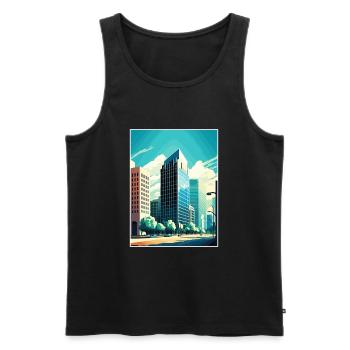 Fresno Californie Cali Vintage Affiche de voyage WPA - Débardeur bio Premium Homme - noir - Devant - AI Model Male 178 light (178cm)