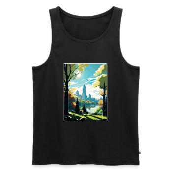Central Park New York State Vintage-Reiseposter - Männer Premium Bio Tank Top - Schwarz - Vorne - Michal (187cm)