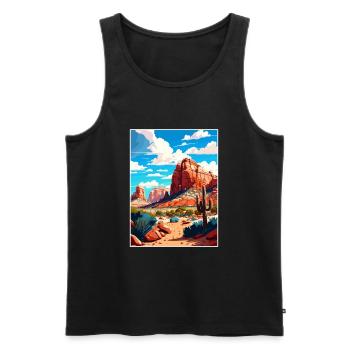Red Rock State Park Arizona Affiche de voyage Vintage - Débardeur bio Premium Homme - noir - Devant - Michal (187cm)