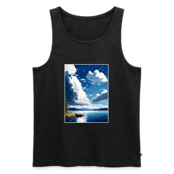 Lake Champlain New York State Travel Poster - Men's Premium Organic Tank Top - black - Front - AI Model Male 178 light (178cm)