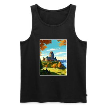 Affiche de voyage Fairmont Le Château Frontenac - Débardeur bio Premium Homme - noir - Devant - AI Model Male 178 light (178cm)