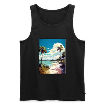 Lovers Key State Park Floride affiche de voyage - Débardeur bio Premium Homme - noir - Devant - Michal (187cm)
