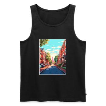Philadelphie Pennsylvanie Vintage affiche de voyage - Débardeur bio Premium Homme - noir - Devant - Michal (187cm)