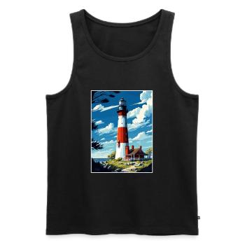 Long Island New York State Vintage Travel Poster - Men's Premium Organic Tank Top - black - Front - AI Model Male 178 light (178cm)