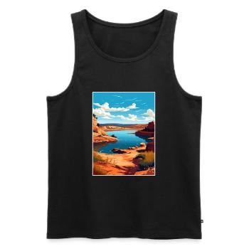 Possum Kingdom Lake Texas Vintage Travel Poster - Men's Premium Organic Tank Top - black - Front - Michal (187cm)