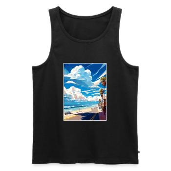 Manhattan Beach Kalifornien Vintage Reiseposter - Männer Premium Bio Tank Top - Schwarz - Vorne - Michal (187cm)