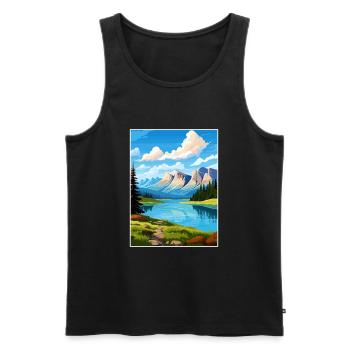 Parc national de Banff Canada Affiche de voyage Vintage - Débardeur bio Premium Homme - noir - Devant - AI Model Male 178 light (178cm)