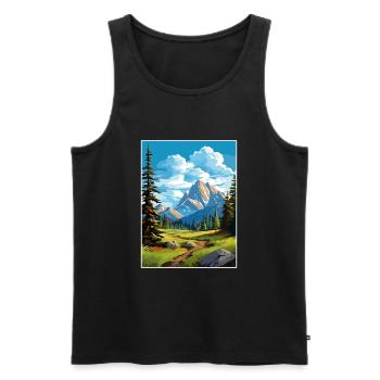 Parc national de Banff Canada Affiche de voyage Vintage - Débardeur bio Premium Homme - noir - Devant - AI Model Male 178 light (178cm)