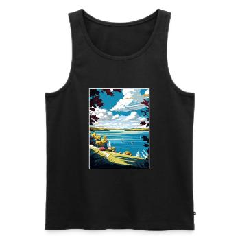 Chautauqua Lake New York State Travel Poster - Men's Premium Organic Tank Top - black - Front - AI Model Male 178 light (178cm)