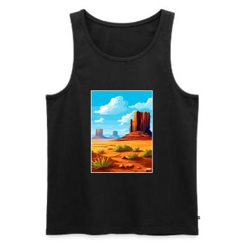Monument Valley Arizona Wüste Reiseposter - Männer Premium Bio Tank Top - Schwarz - Vorne - AI Model Male 178 light (178cm)