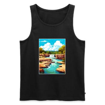 Parc d’État de Mckinney Falls, Texas Affiche de voyage - Débardeur bio Premium Homme - noir - Devant - AI Model Male 178 light (178cm)