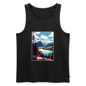 The Adirondacks New York State Travel Poster - Men's Premium Organic Tank Top - black - Front - AI Model Male 178 light (178cm)