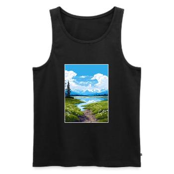 Lake Clark Nationalpark Alaska Reiseposter - Männer Premium Bio Tank Top - Schwarz - Vorne - Michal (187cm)