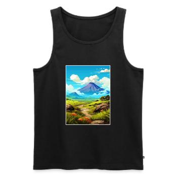 Affiche de voyage du parc national des volcans d’Hawaï - Débardeur bio Premium Homme - noir - Devant - Michal (187cm)