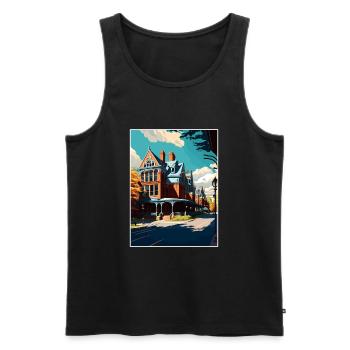 Saratoga Springs New York State Travel Poster - Men's Premium Organic Tank Top - black - Front - AI Model Male 178 light (178cm)