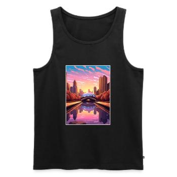 Chicago Illinois Millennium Park affiche de voyage - Débardeur bio Premium Homme - noir - Devant - AI Model Male 178 light (178cm)