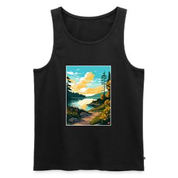 Lac Wallenpaupack Pennsylvanie affiche de voyage - Débardeur bio Premium Homme - noir - Devant - Michal (187cm)
