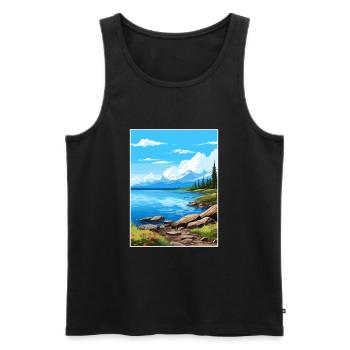 Iliamna Lake Alaska Vintage Travel Poster Souvenir - Men's Premium Organic Tank Top - black - Front - Michal (187cm)