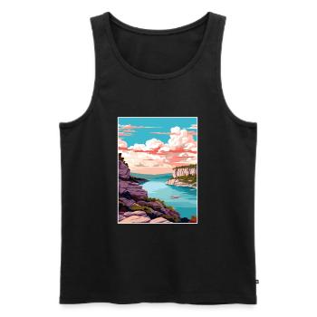 Mont Bonnell Texas Vintage voyage affiche Souvenir - Débardeur bio Premium Homme - noir - Devant - Michal (187cm)