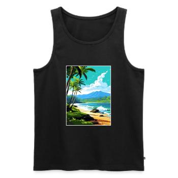 Waianapanapa Hawaï Vintage voyage affiche Souvenir - Débardeur bio Premium Homme - noir - Devant - Michal (187cm)