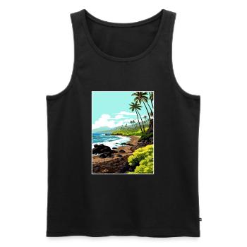 Waianapanapa Hawaï Vintage voyage affiche Souvenir - Débardeur bio Premium Homme - noir - Devant - Michal (187cm)