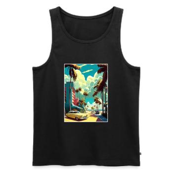 South Beach Florida Vintage Travel Poster Souvenir - Men's Premium Organic Tank Top - black - Front - AI Model Male 178 light (178cm)