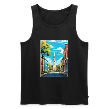 Charleston Carolina Vintage Reiseposter Souvenir - Männer Premium Bio Tank Top - Schwarz - Vorne - AI Model Male 178 light (178cm)