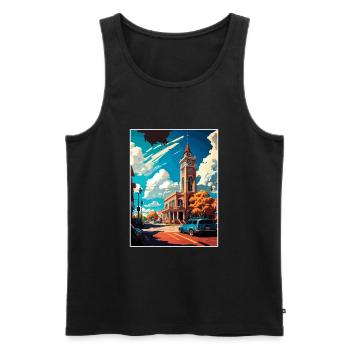 Stockton en Californie Vintage voyage affiche Souvenir - Débardeur bio Premium Homme - noir - Devant - AI Model Male 178 light (178cm)