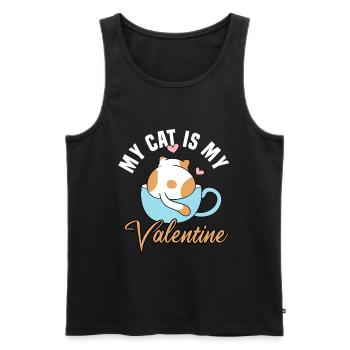 my cat is my valentine - Männer Premium Bio Tank Top - Schwarz - Vorne - Michal (187cm)