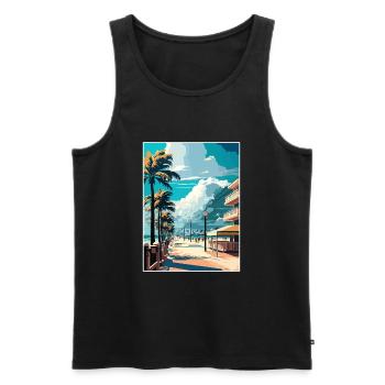 South Beach Florida Vintage Travel Poster Souvenir - Men's Premium Organic Tank Top - black - Front - AI Model Male 178 light (178cm)