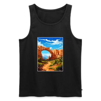 Pont naturel Utah Vintage voyage affiche Souvenir - Débardeur bio Premium Homme - noir - Devant - AI Model Male 178 light (178cm)