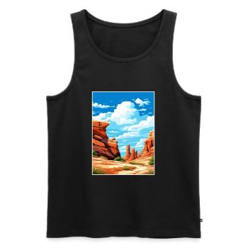 Escalante grand Utah Vintage voyage affiche WPA Art - Débardeur bio Premium Homme - noir - Devant - AI Model Male 178 light (178cm)