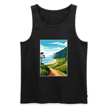 Waipio Valley Hawaï Vintage voyage affiche WPA Art - Débardeur bio Premium Homme - noir - Devant - Michal (187cm)