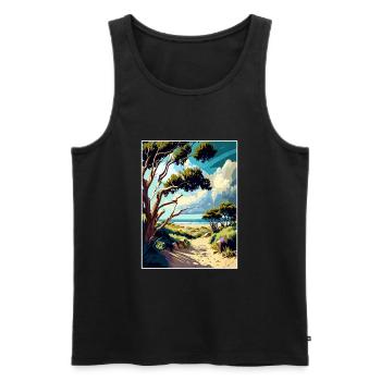 Carpinteria préserver Vintage voyage affiche WPA Art - Débardeur bio Premium Homme - noir - Devant - Michal (187cm)