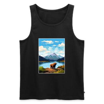 Île de Kodiak Alaska Vintage voyage affiche WPA Art - Débardeur bio Premium Homme - noir - Devant - AI Model Male 178 light (178cm)