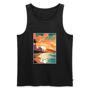 Waikiki Beach Hawaii Vintage Travel Poster WPA Art - Men's Premium Organic Tank Top - black - Front - Michal (187cm)