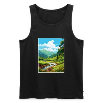 Waimea Valley Hawaï Vintage voyage affiche WPA Art - Débardeur bio Premium Homme - noir - Devant - Michal (187cm)