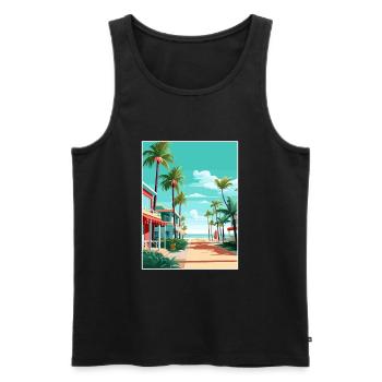 South Beach Texas Vintage Travel Poster Souvenir - Men's Premium Organic Tank Top - black - Front - AI Model Male 178 light (178cm)
