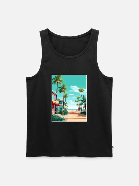 South Beach Texas Vintage Travel Poster Souvenir - Men's Premium Organic Tank Top - black