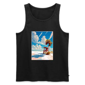 Siesta Key Florida Vintage Travel Poster Souvenir - Men's Premium Organic Tank Top - black - Front - AI Model Male 178 light (178cm)