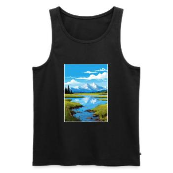 Lake Clark Alaska Vintage Travel Poster Souvenir - Men's Premium Organic Tank Top - black - Front - Michal (187cm)